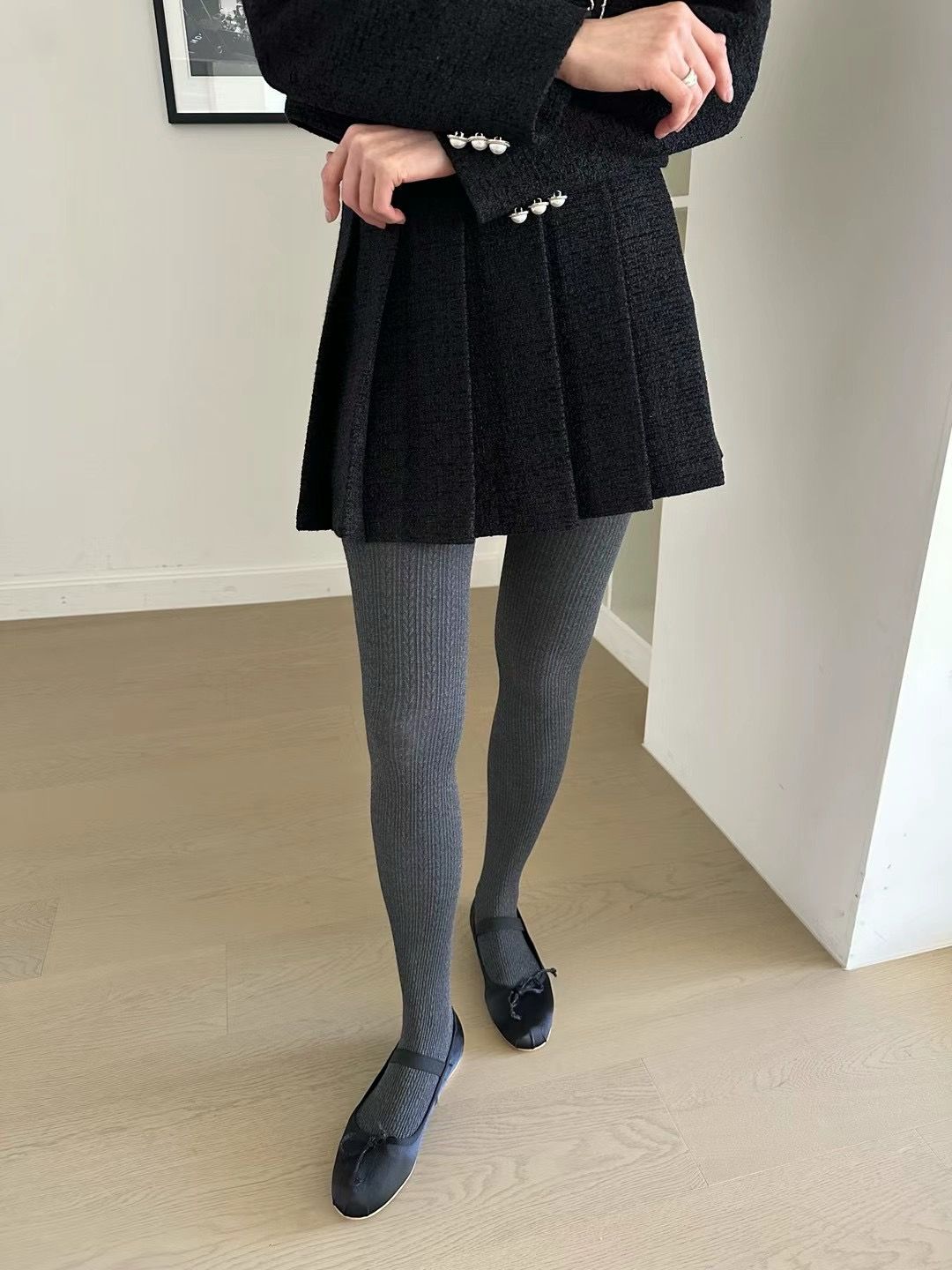 Pleated Tweed Skirt *2 Colors