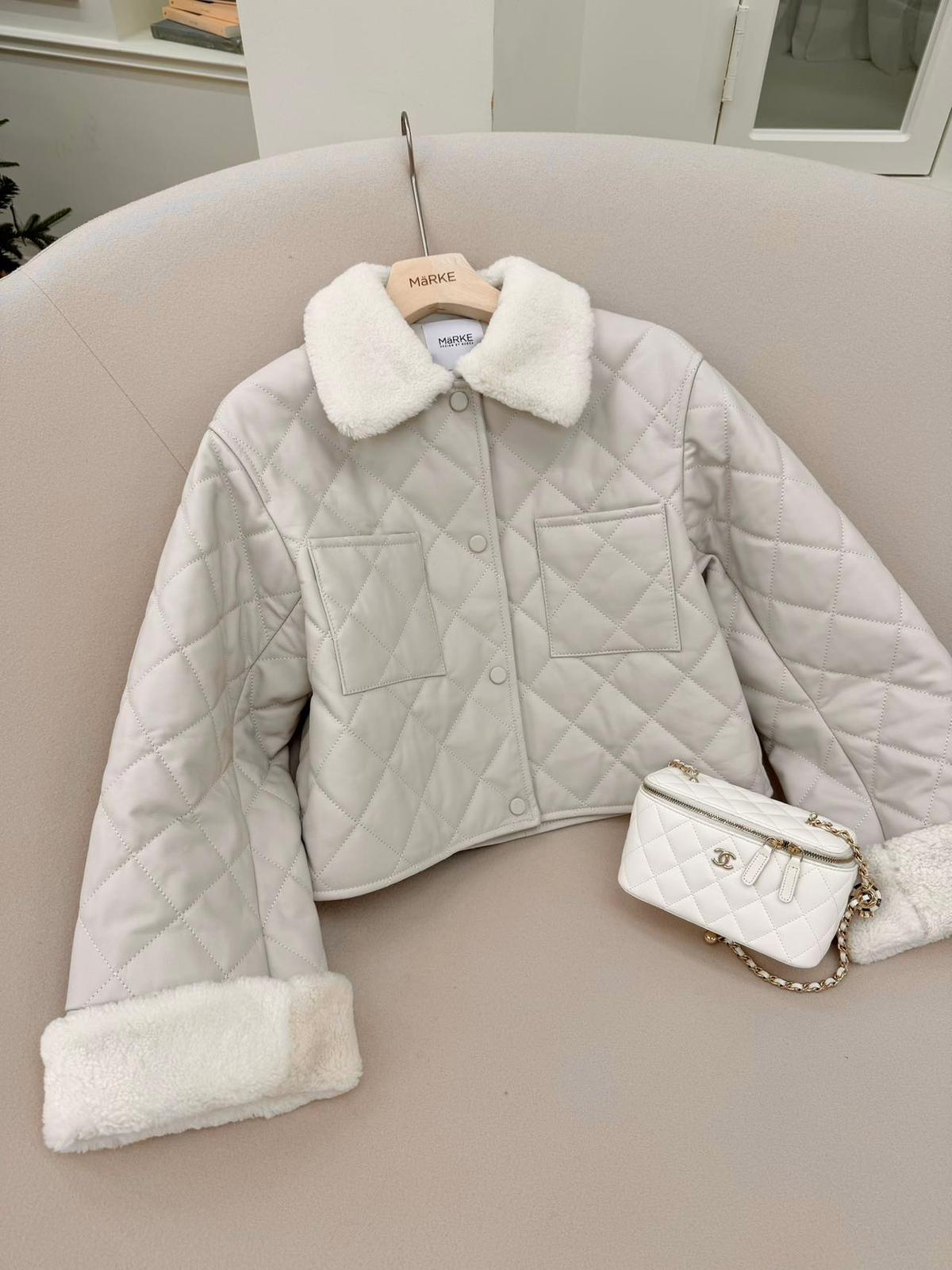 Fur Diamond Quilted Button-Up Jacket *3 Colors