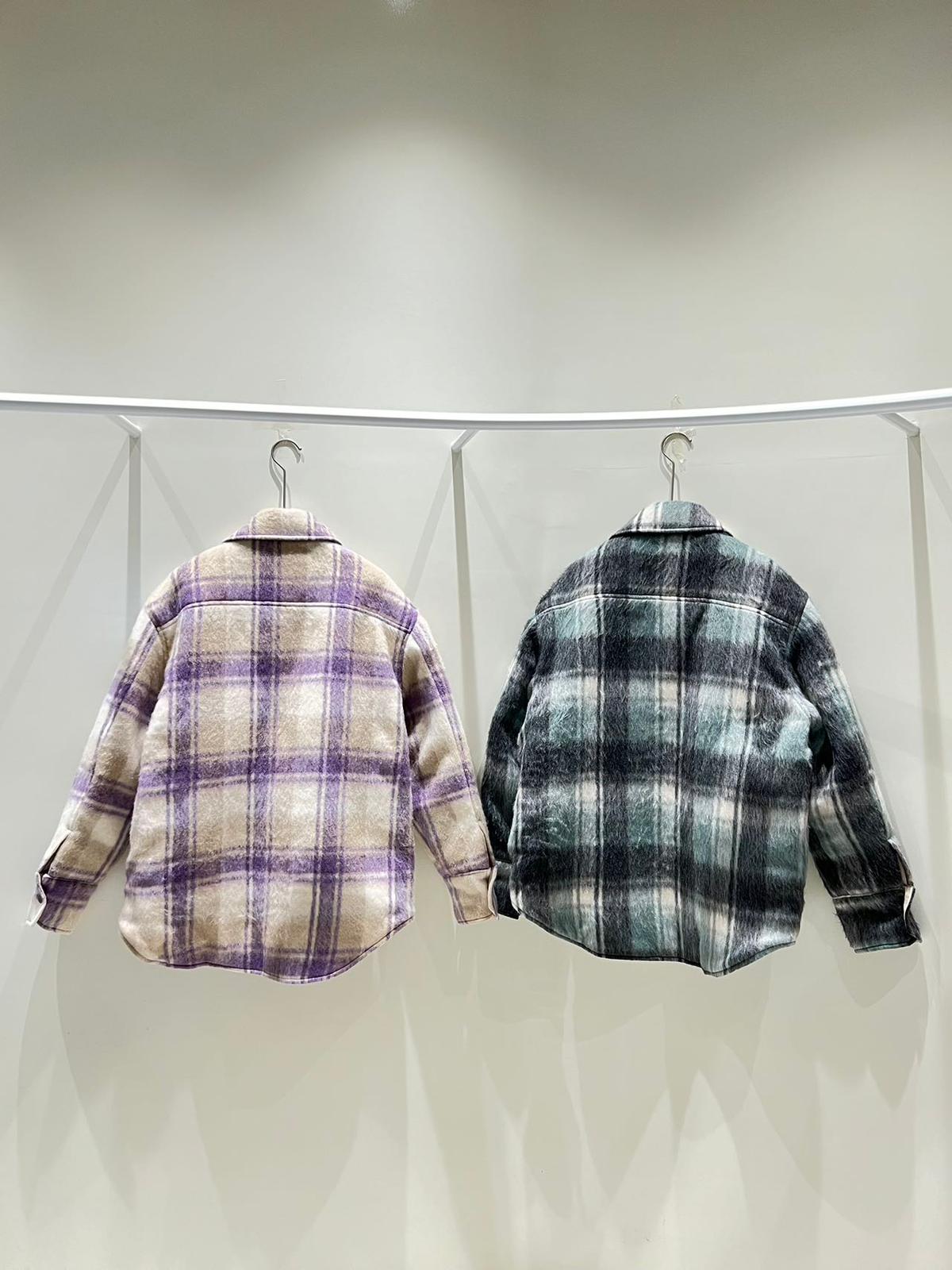 Collared Mohair Plaid Jacket *2 Colors