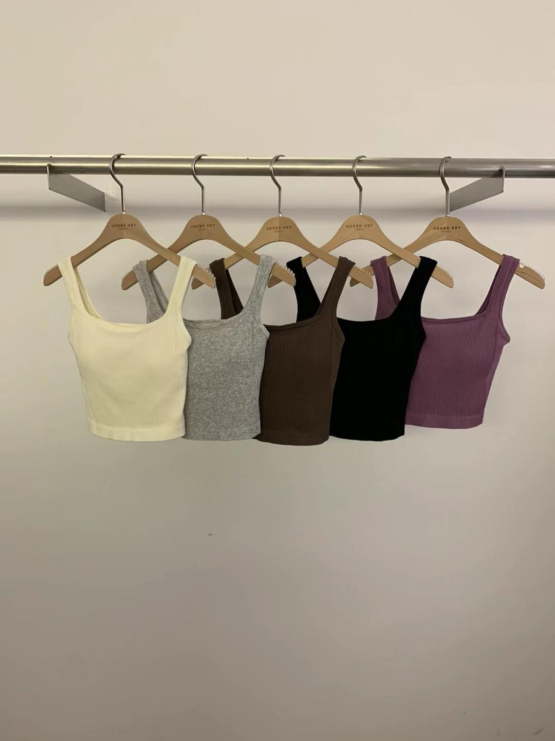 Ribbed-Knit Padded Tank Top *5 Colors