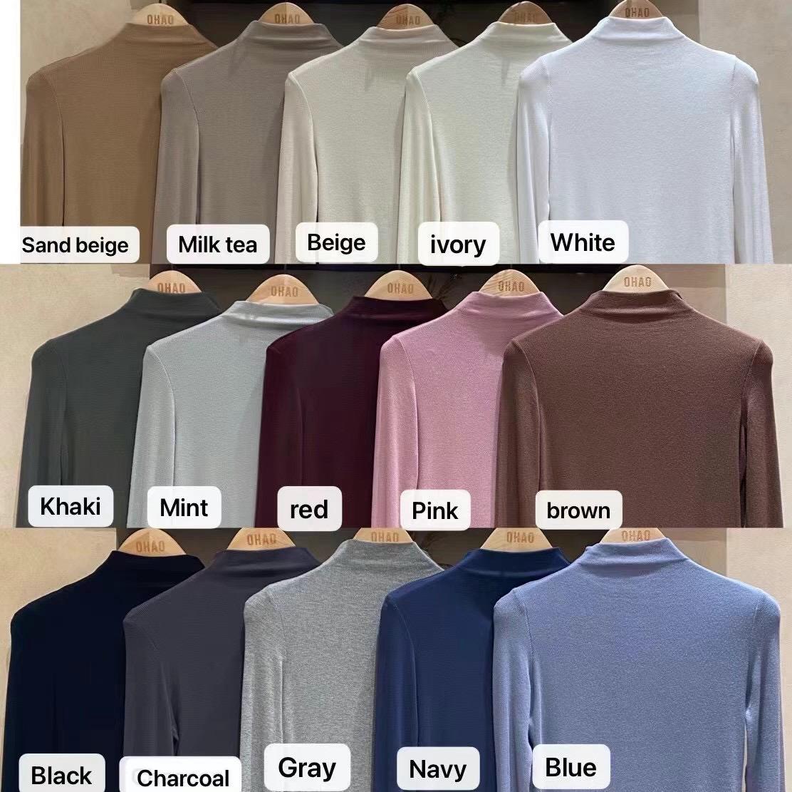 Classic Mock Kneck Kintted Long Sleeved T-Shirt *15 Colors