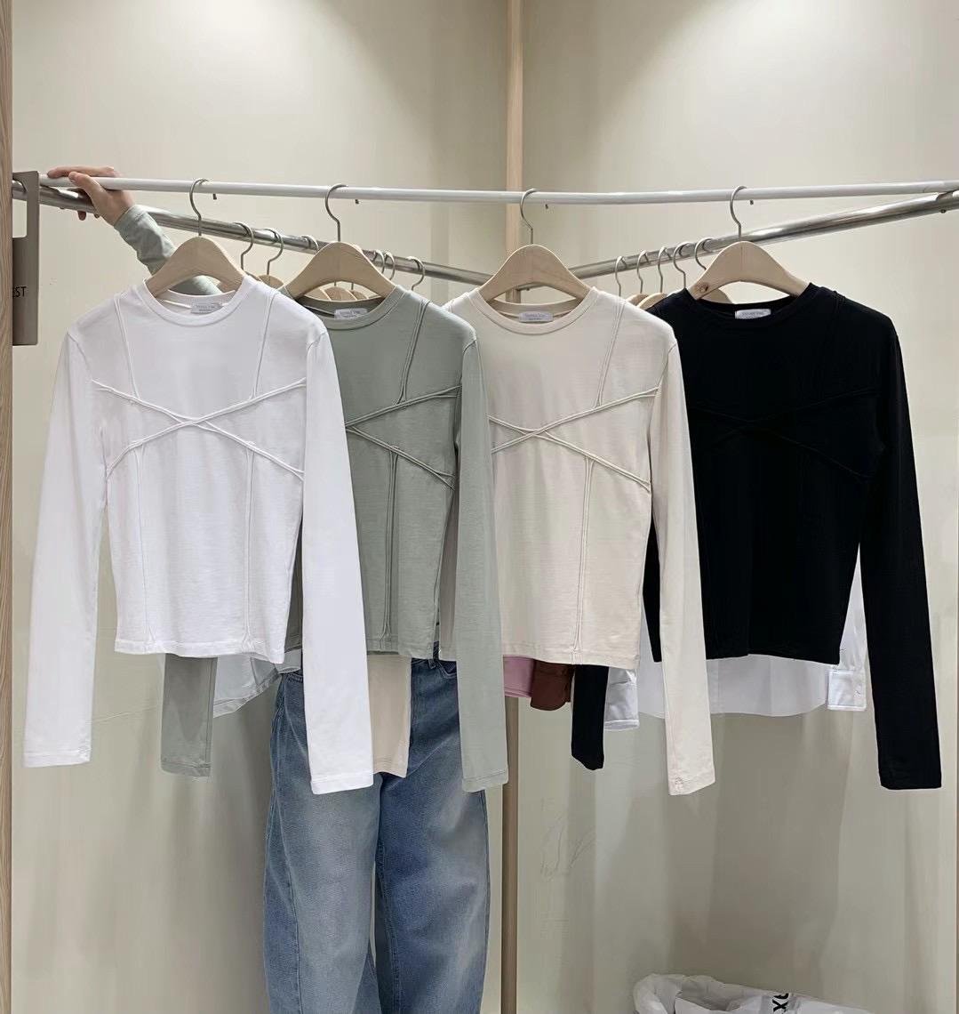 Round Neck Long-Sleeved T-Shirt *4 Colors