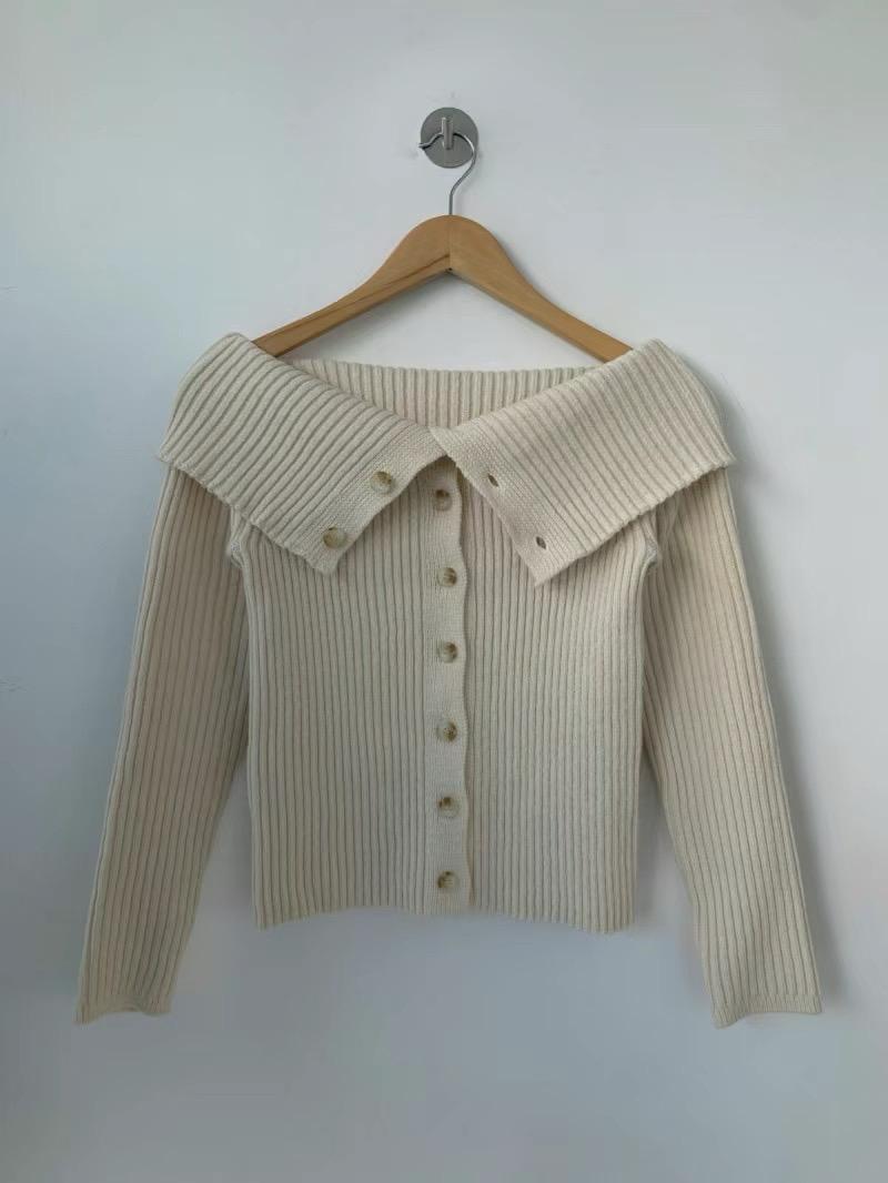 Ribbed Knit Off-Shoulder Cardigan *2 Colors