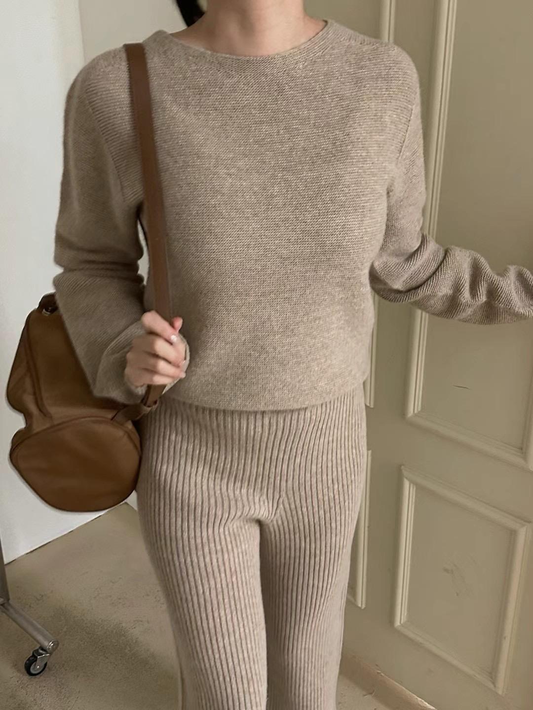 Ribbed Knitted Sweater & Pants Set *2 Colors