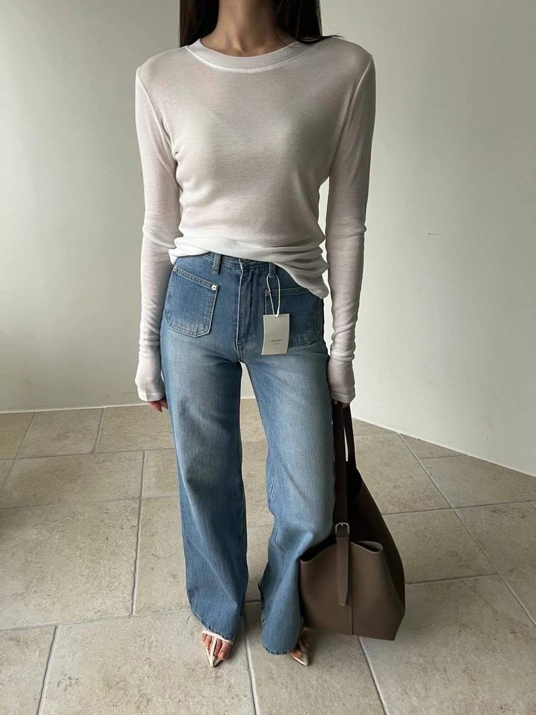 Wide-Leg Flared Denim Pants