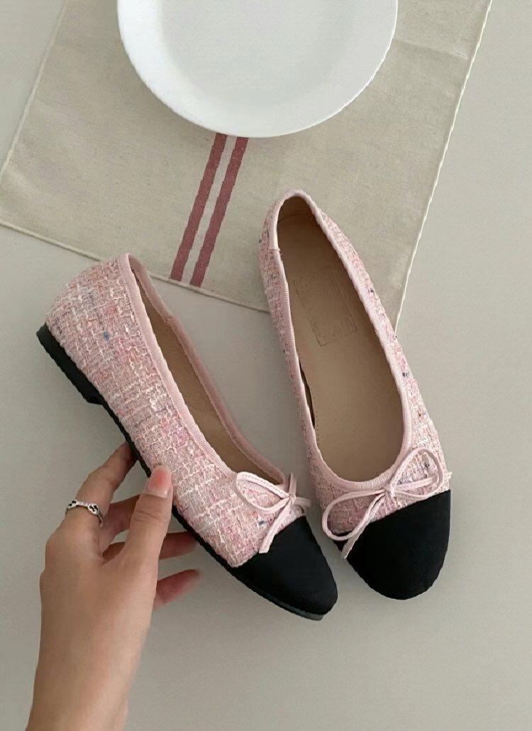 Two-tone Tweed Flats *3 Colors