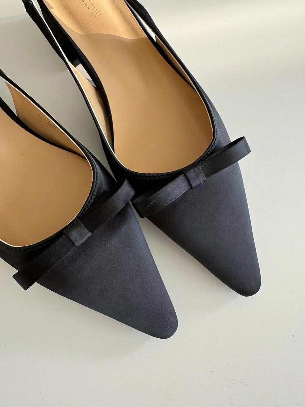 Pointed-toe Slingback Bow-tie Heels *3 Colors