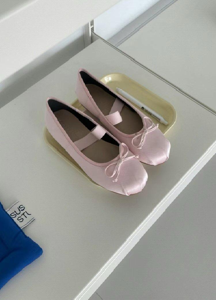 Bow-tie Strapped Ballet Flats *4 Colors