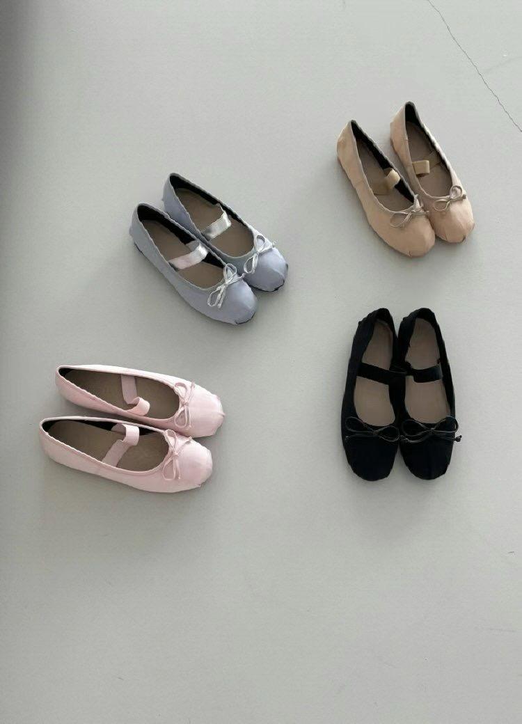 Bow-tie Strapped Ballet Flats *4 Colors