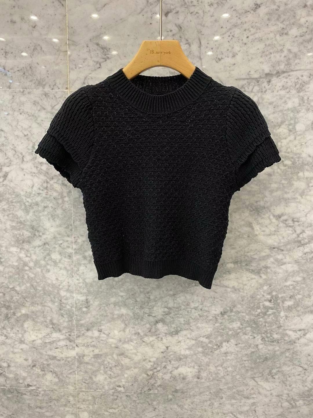 Round Neck Knitted Short-Sleeved Top *3 Colors