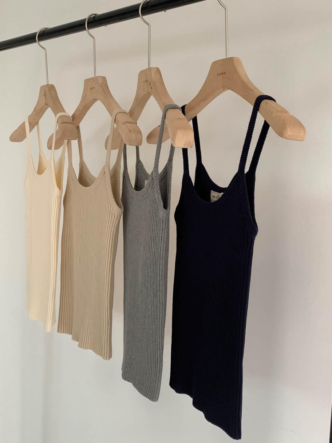 Ribbed-knit Sleeveless Tank-top *4 Colors