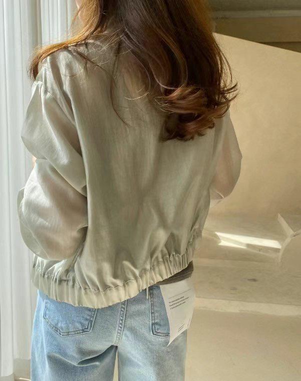 Sheer Satin Zip-up Jacket *3 Colors