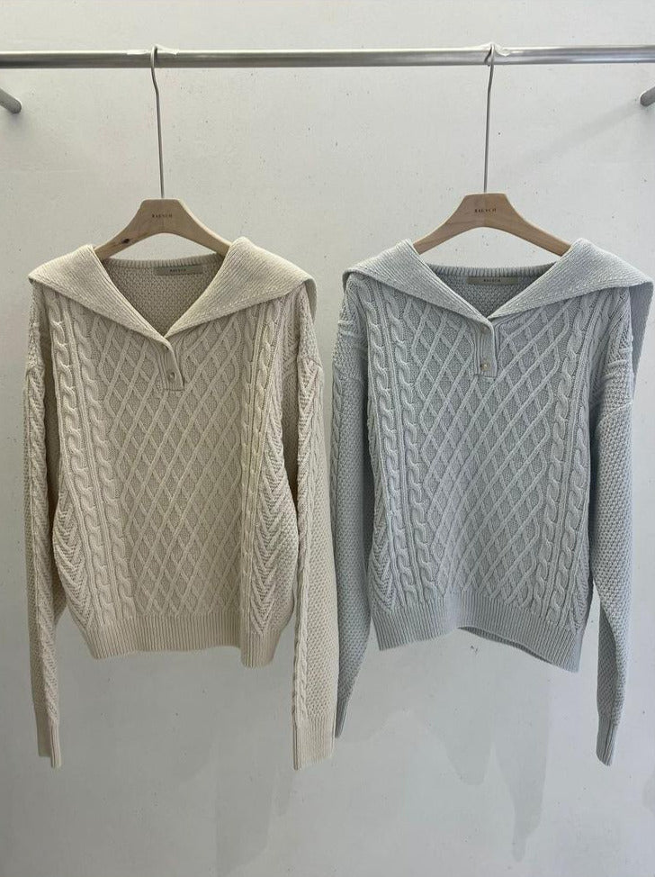 Diamond-knit Pattern Sweater *4 Colors