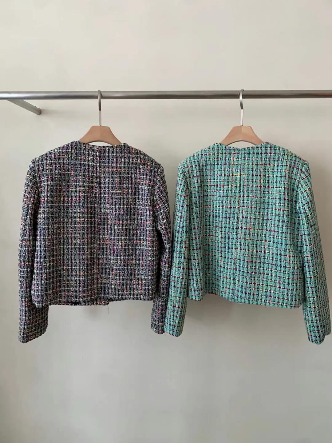 Button-up Plaid Tweed Jacket *2 Colors