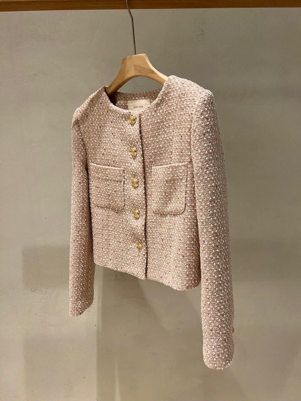 Long-sleeved Tweed Button down Jacket