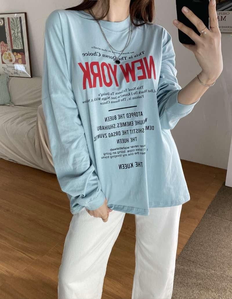 Printed Text Long Sleeved T-Shirt *3 Colors