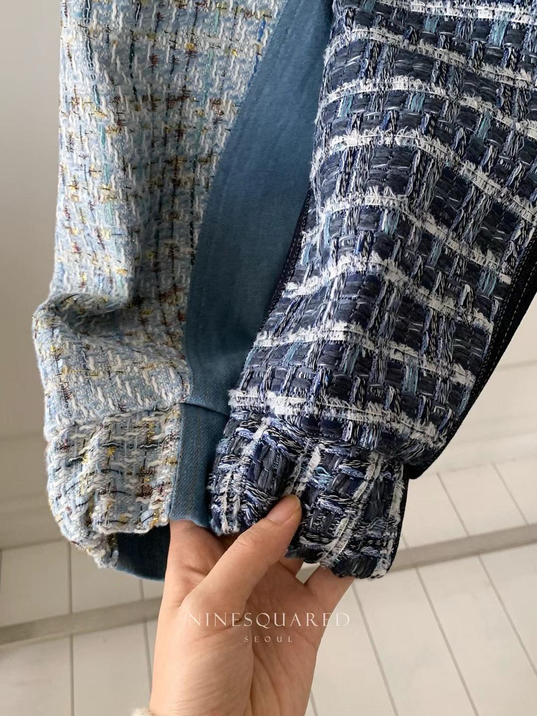 Patchwork Tweed Sleeved Denim Jacket *2 Colors