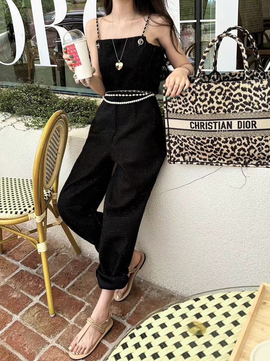 Tweed Sleeveless Jumpsuit *2 Colors