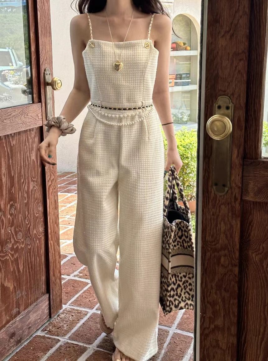 Tweed Sleeveless Jumpsuit *2 Colors