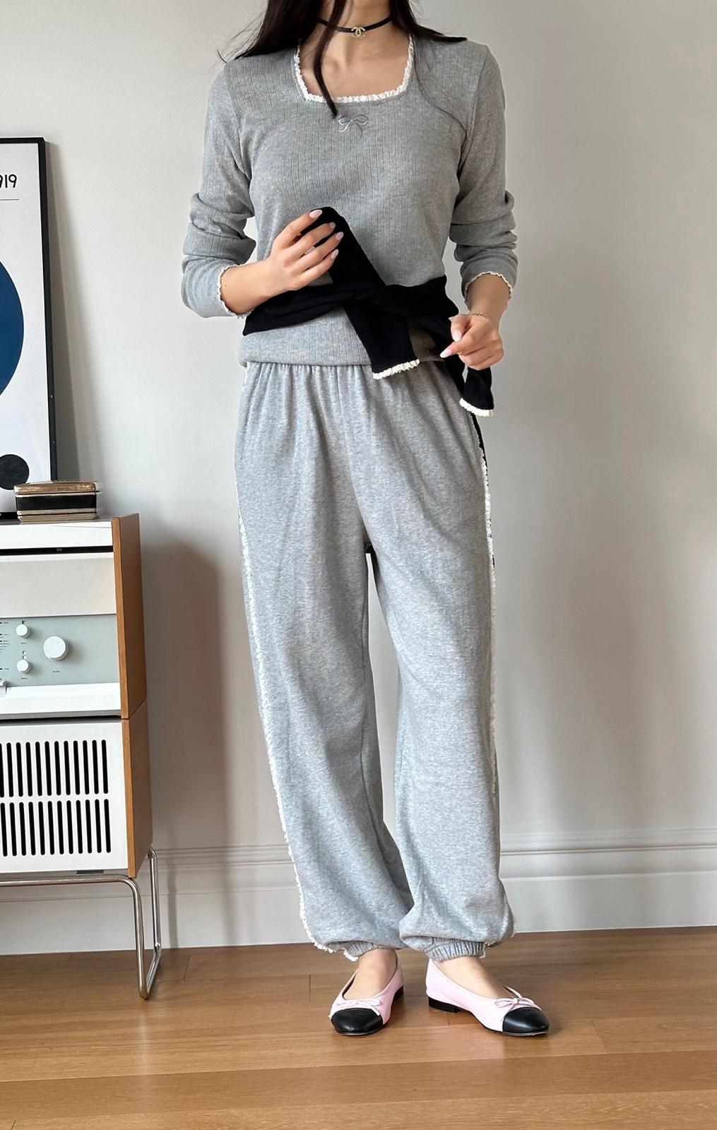 Lace Trim Sweatpants *2 Colors