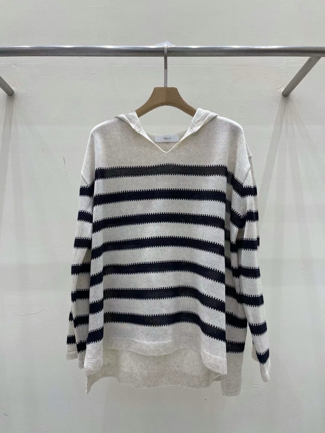 Striped Hooded Knit Sweater *2 Colors