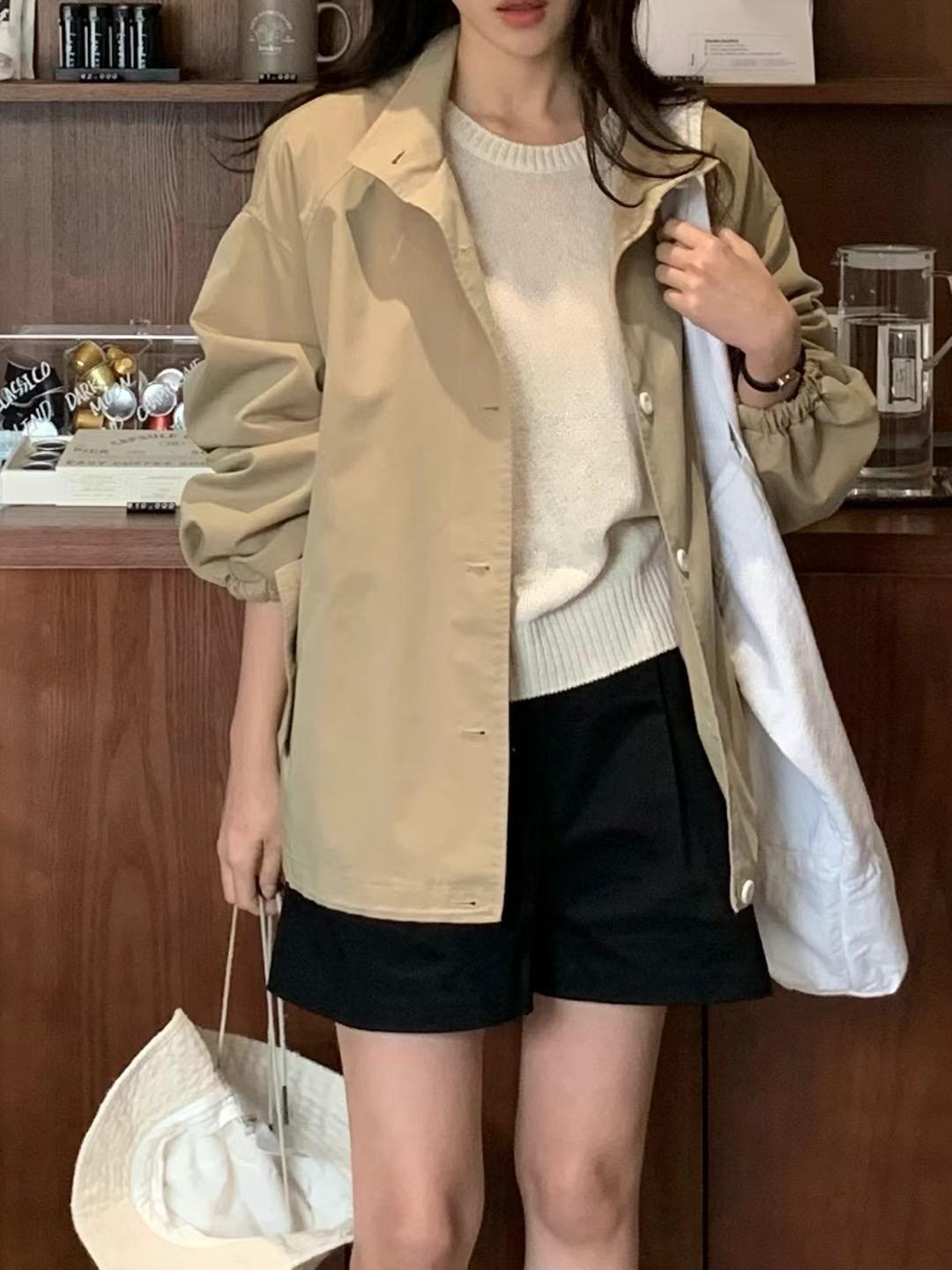 Stand-Collar Oversized Jacket *2 Colors