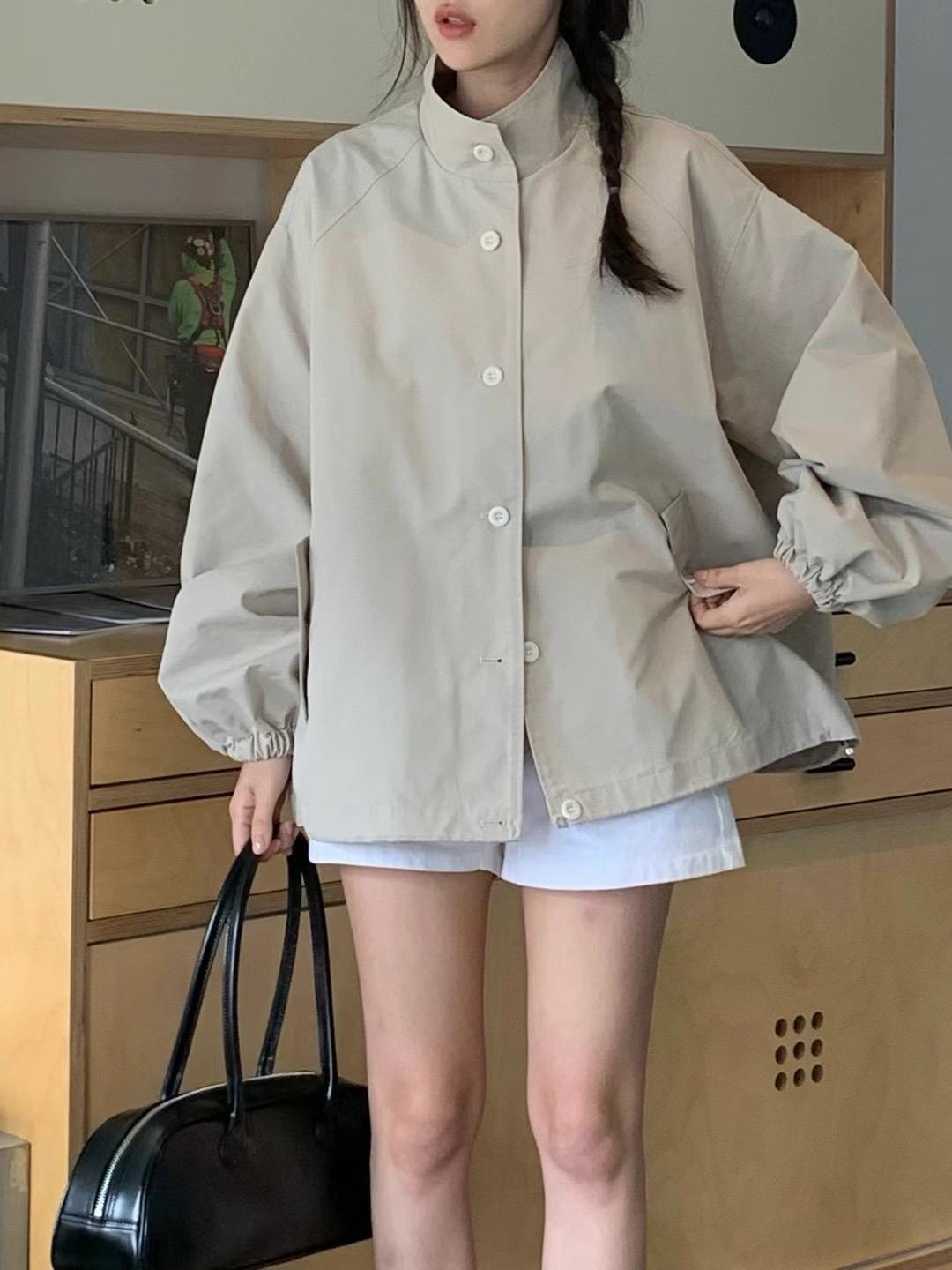 Stand-Collar Oversized Jacket *2 Colors