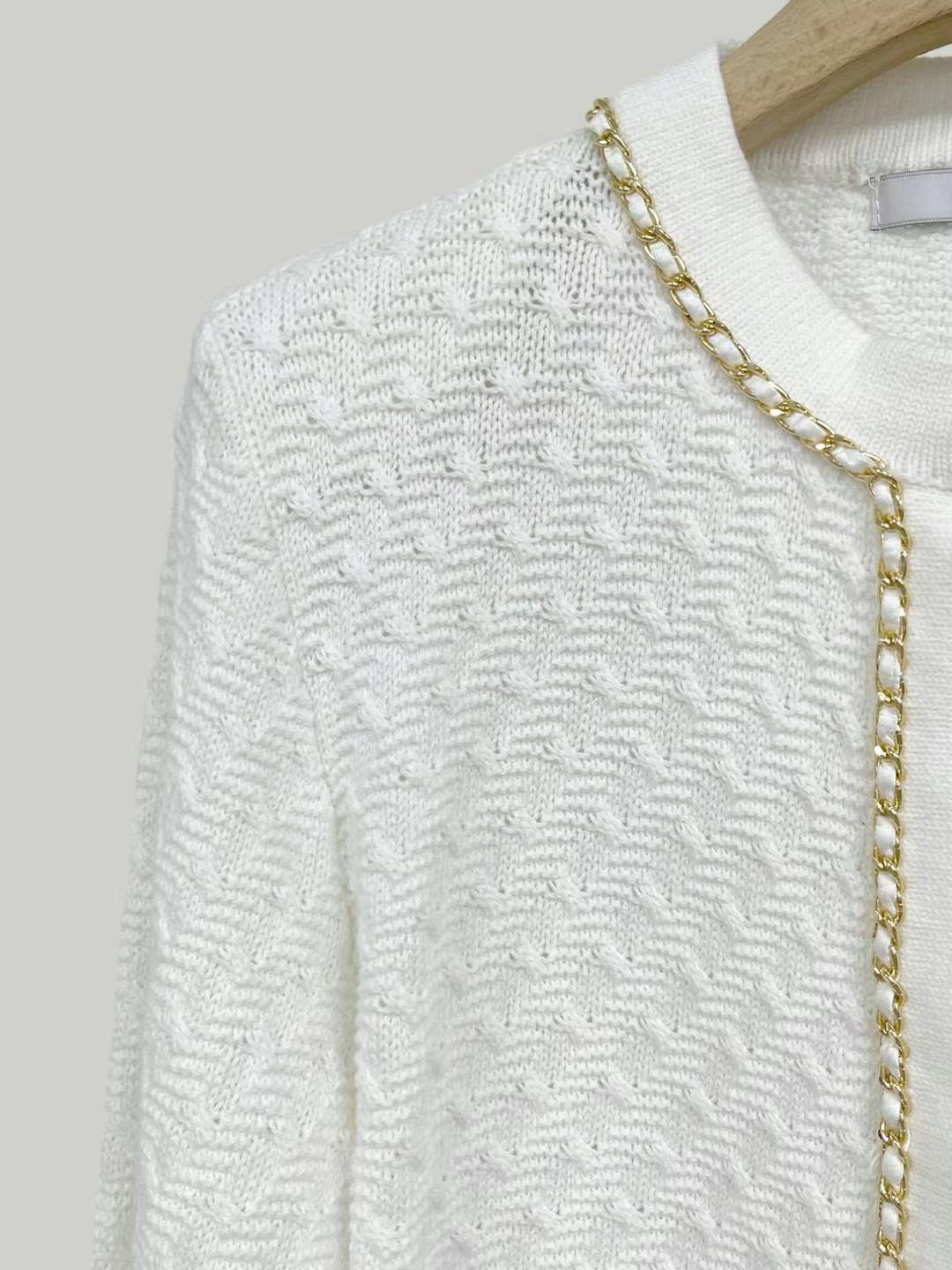 Chain-trim Long Sleeves Knitted Cardigan *2 Colors