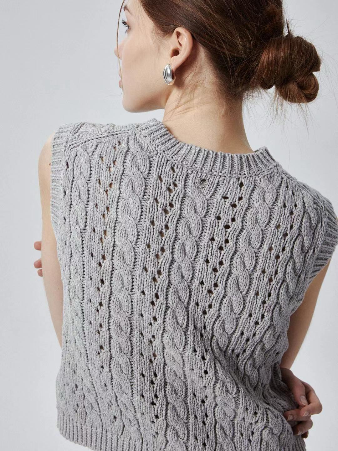 Cable-knit Crochet Vest *3 Colors