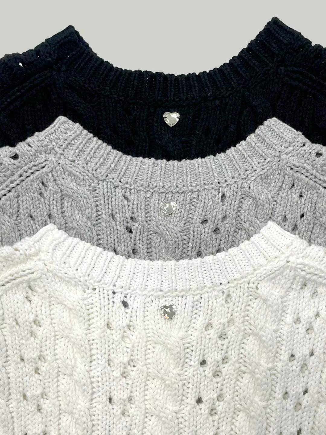 Cable-knit Crochet Vest *3 Colors