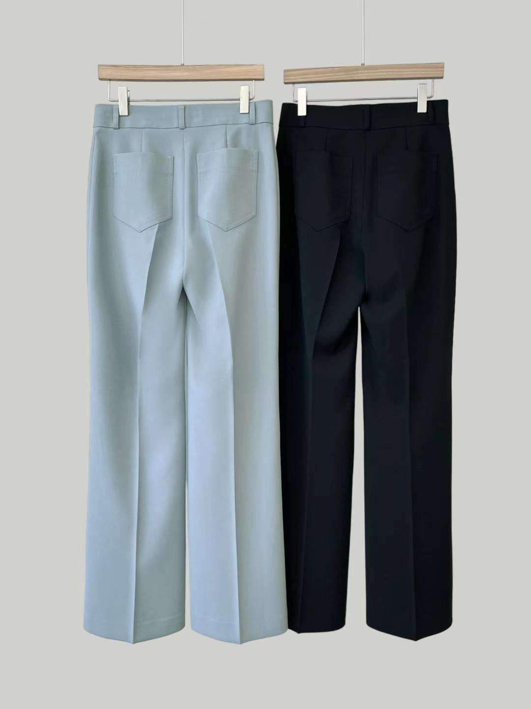 Patch Pockets Straight Trousers *2 Colors