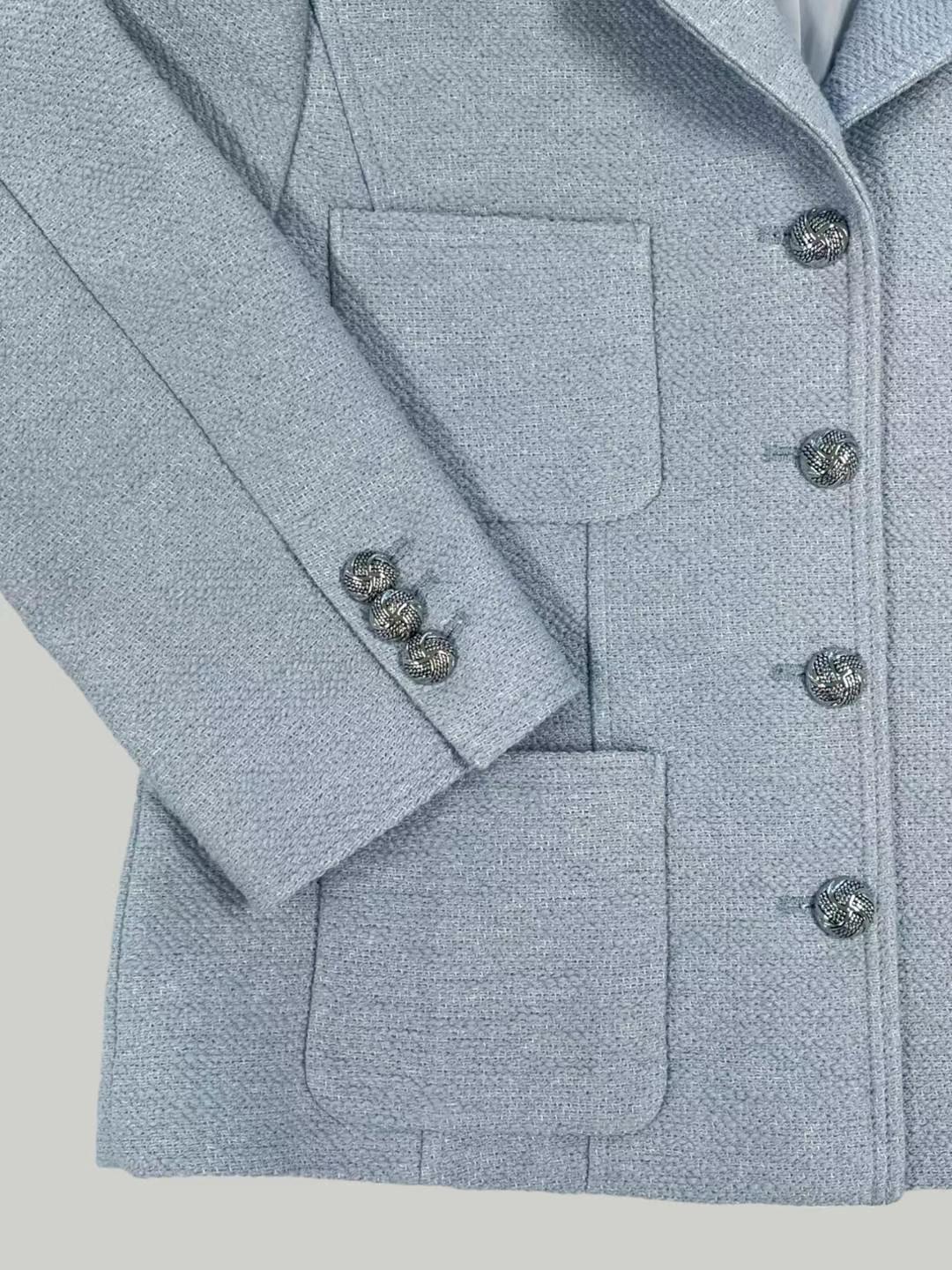 Collared Patch Pockets Tweed Jacket *3 Colors