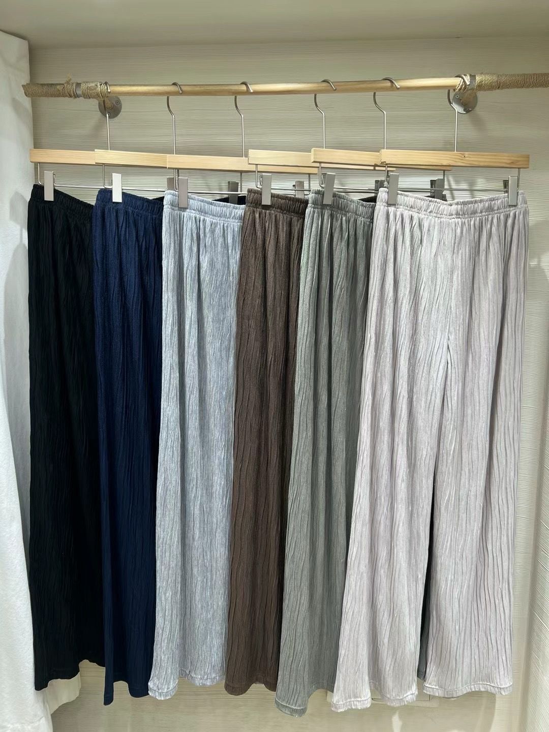 Drawstring Waist Textured Pleated Pants *6 Colors