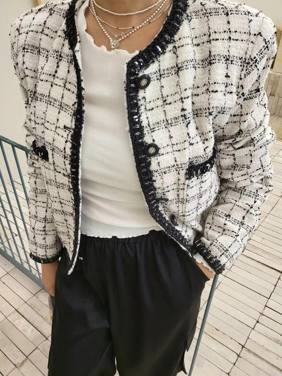 Textured Fringed Plaid Jacket