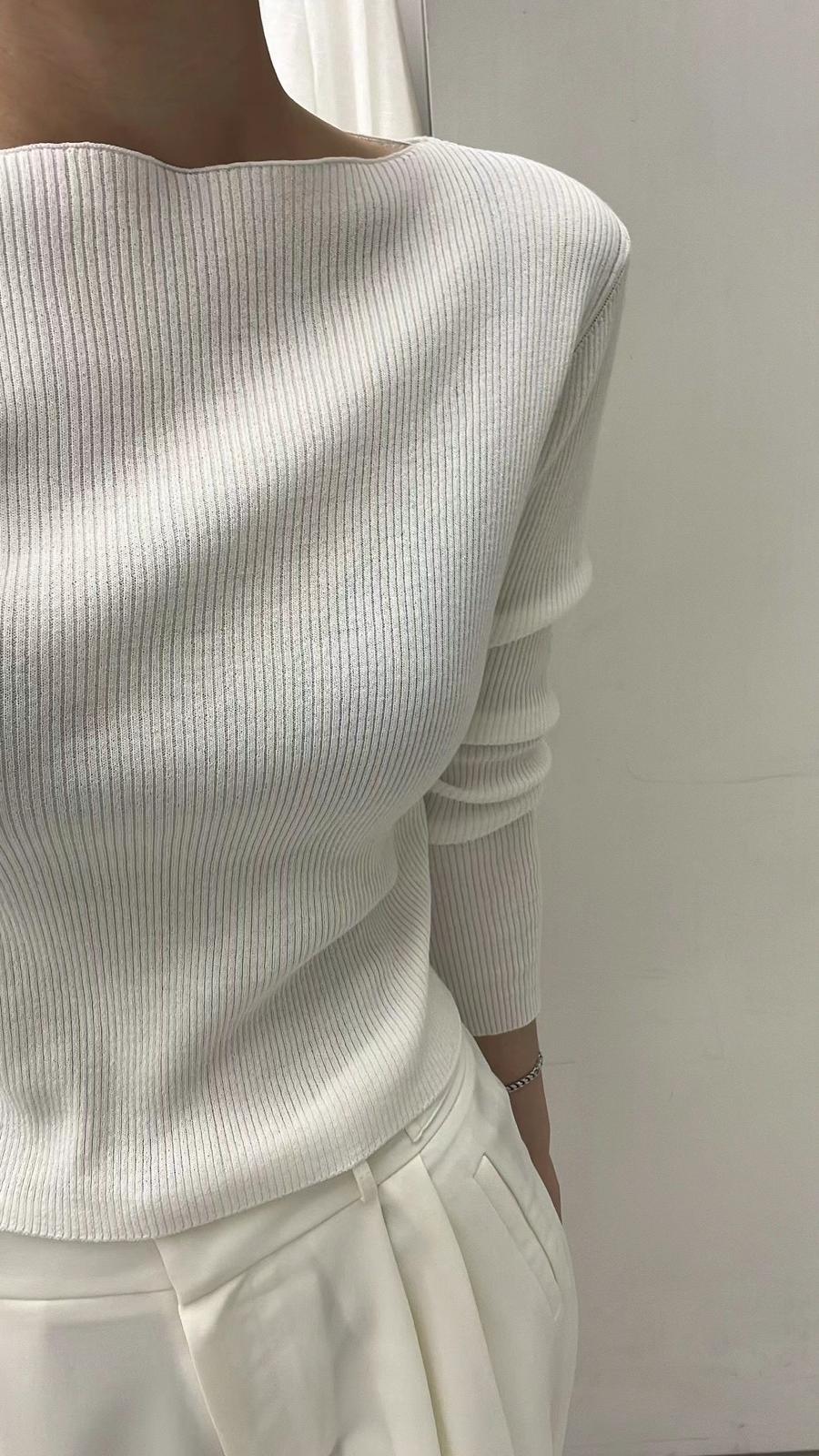 Classic Long-sleeved Ribbed Knit Top *5 Colors