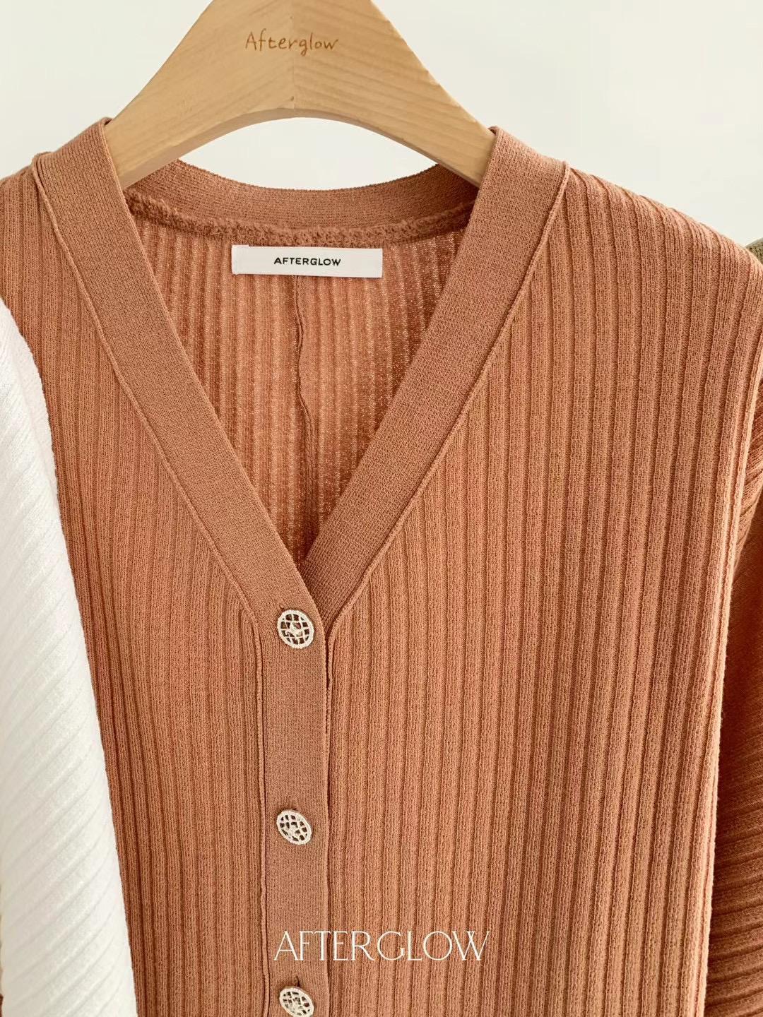 V-neck Ribbed Knit Cardigan *3 Colors