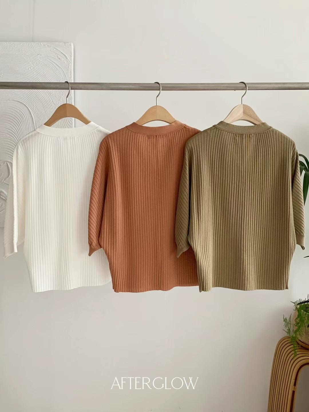 V-neck Ribbed Knit Cardigan *3 Colors