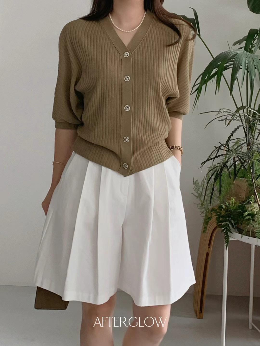 V-neck Ribbed Knit Cardigan *3 Colors