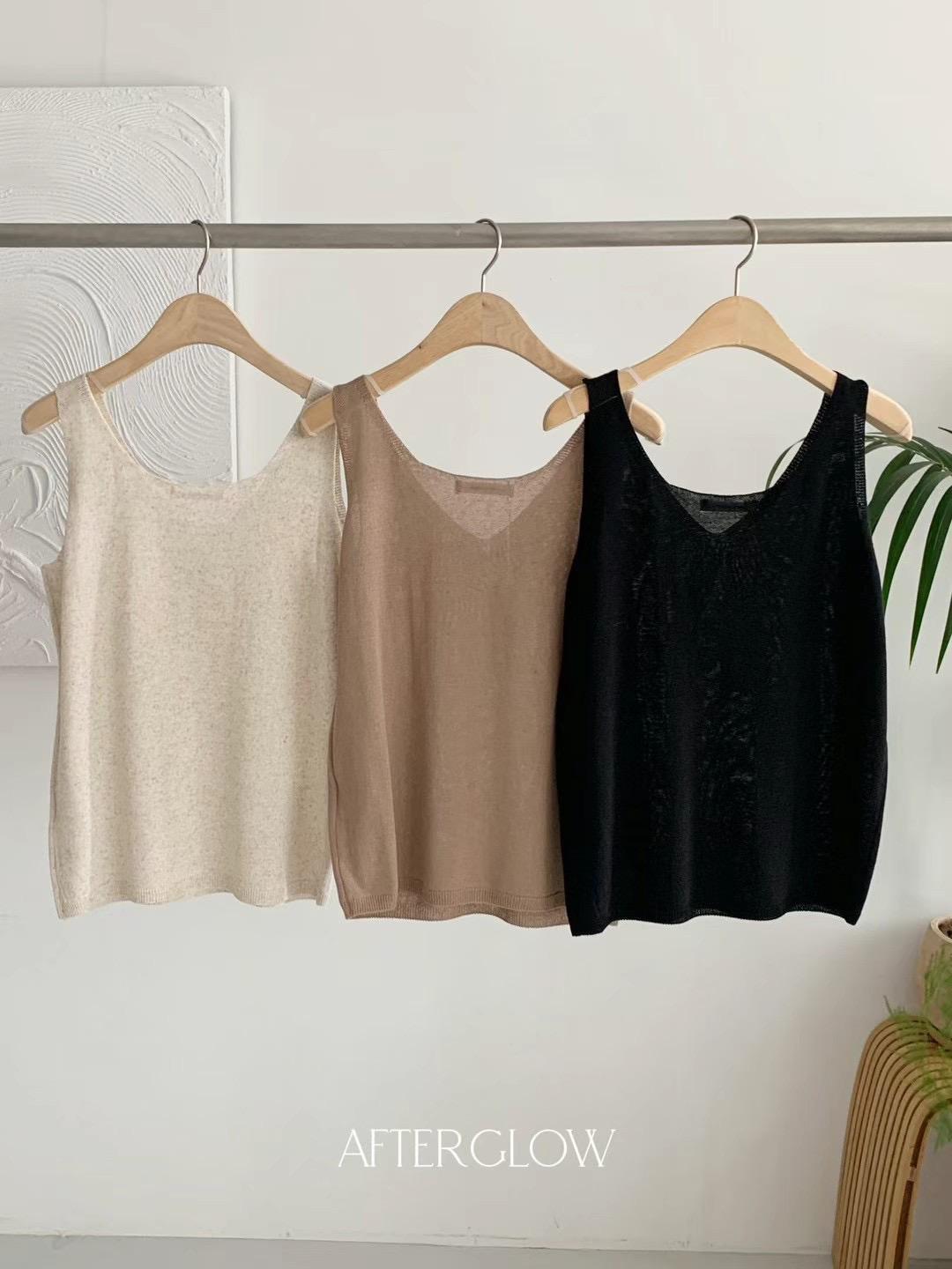 V-neck Linen Tank Top *3 Colors