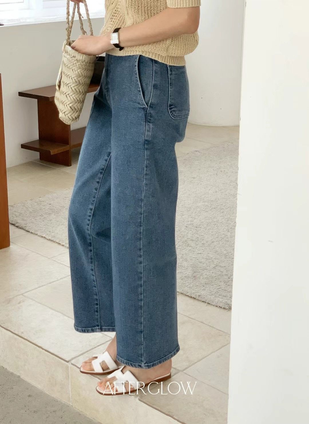 Wide-Leg Denim Pants