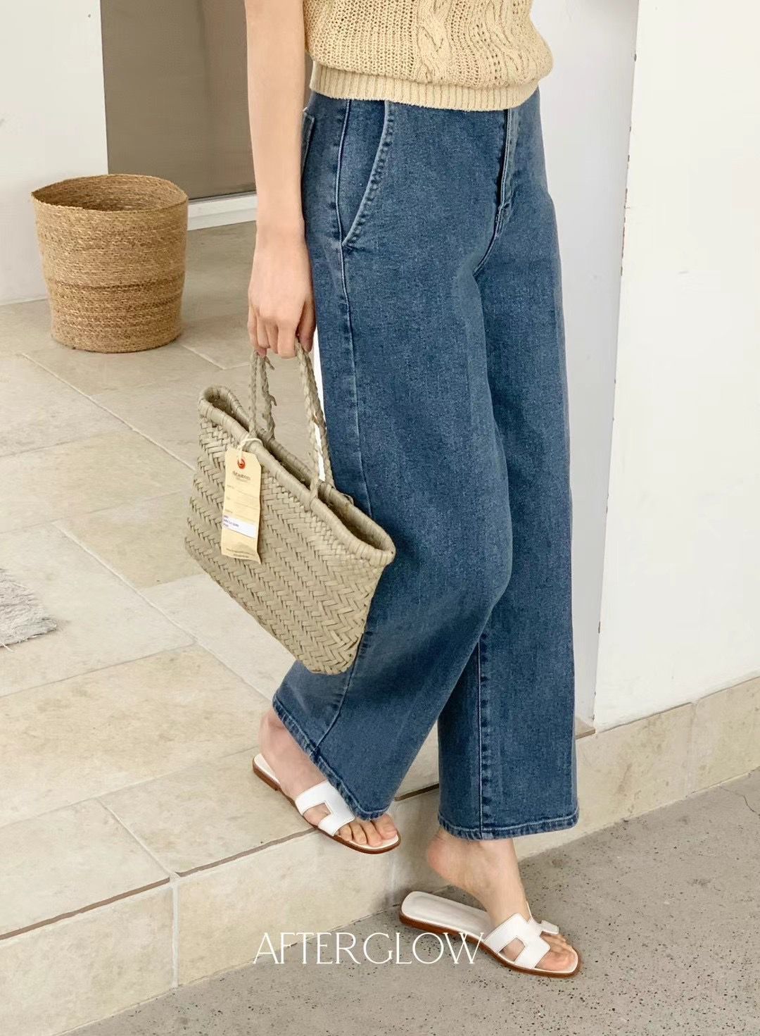 Wide-Leg Denim Pants