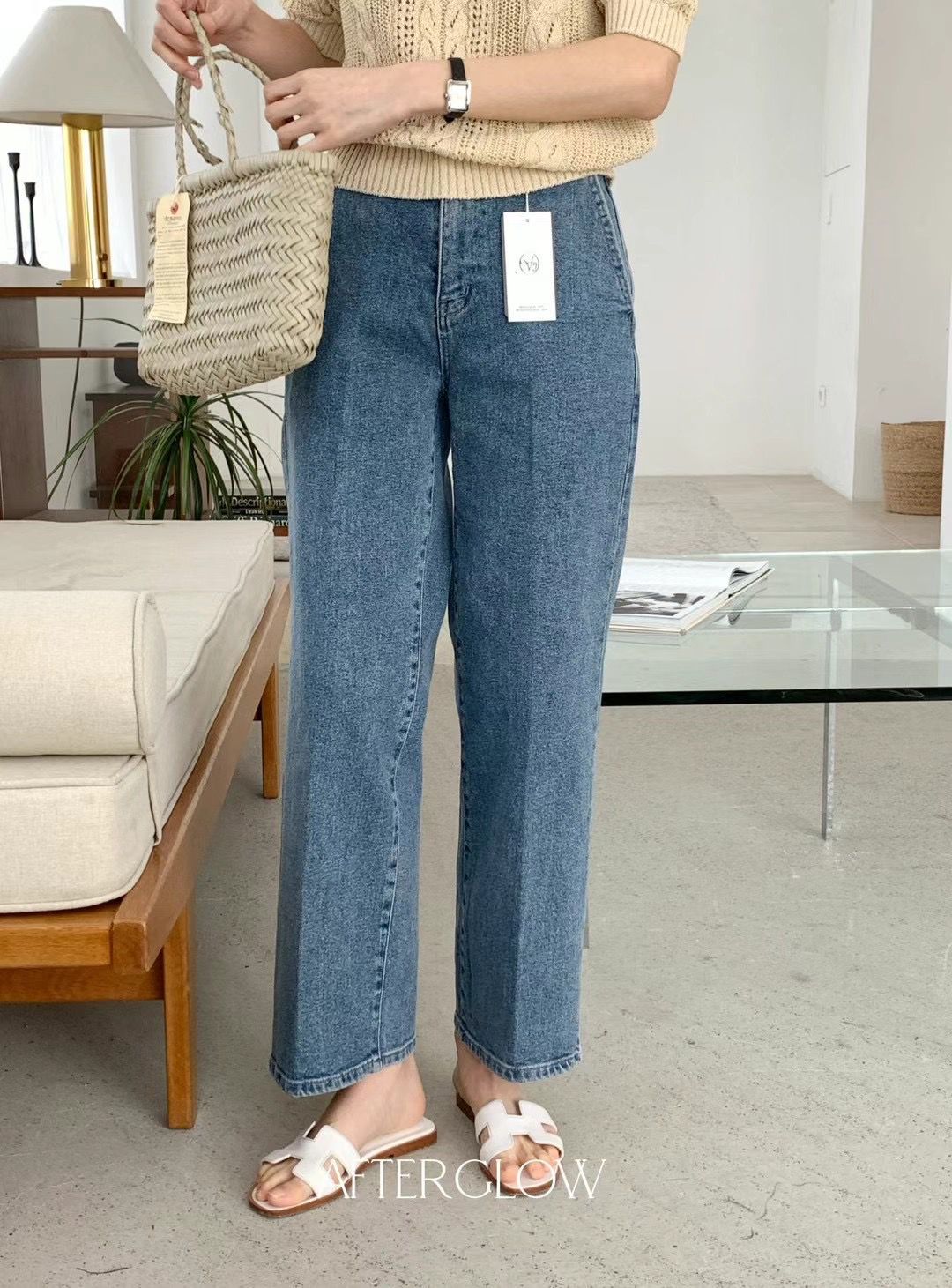 Wide-Leg Denim Pants