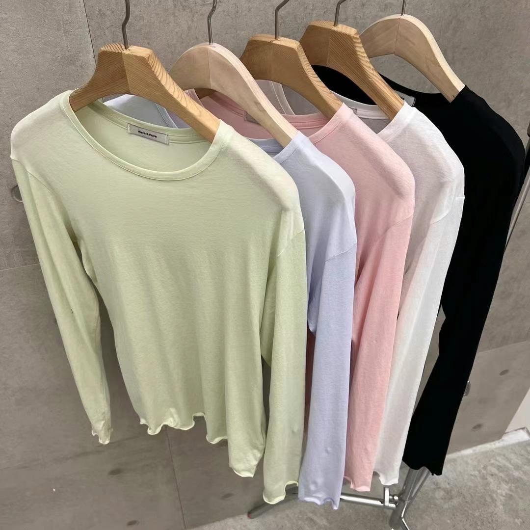 Long Sleeved Lettuce Trim T-Shirt *5 Colors