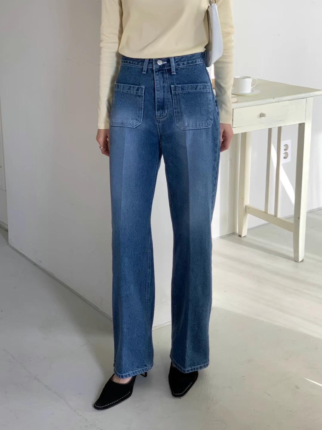 Straight-leg Faded Denim Jeans