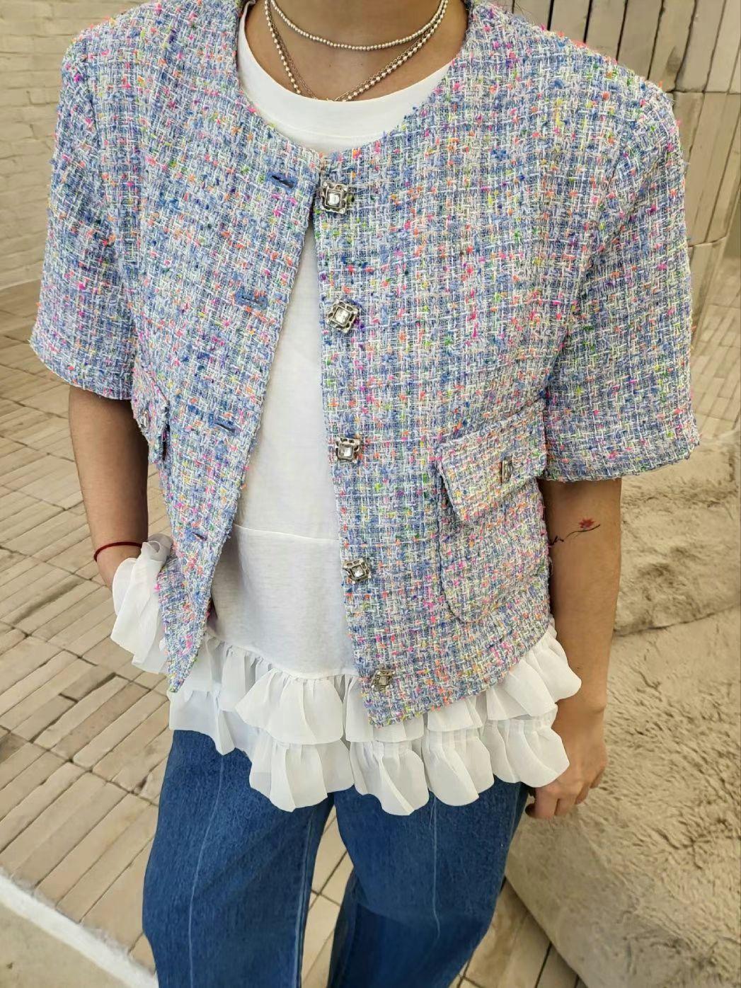 Tweed Plaid Short Jacket *2 Colors