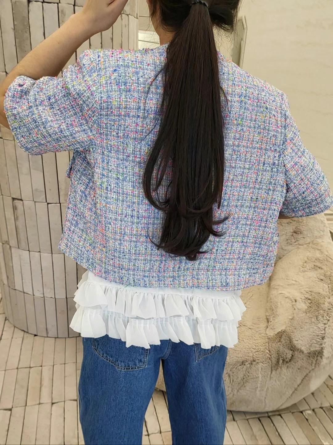 Tweed Plaid Short Jacket *2 Colors