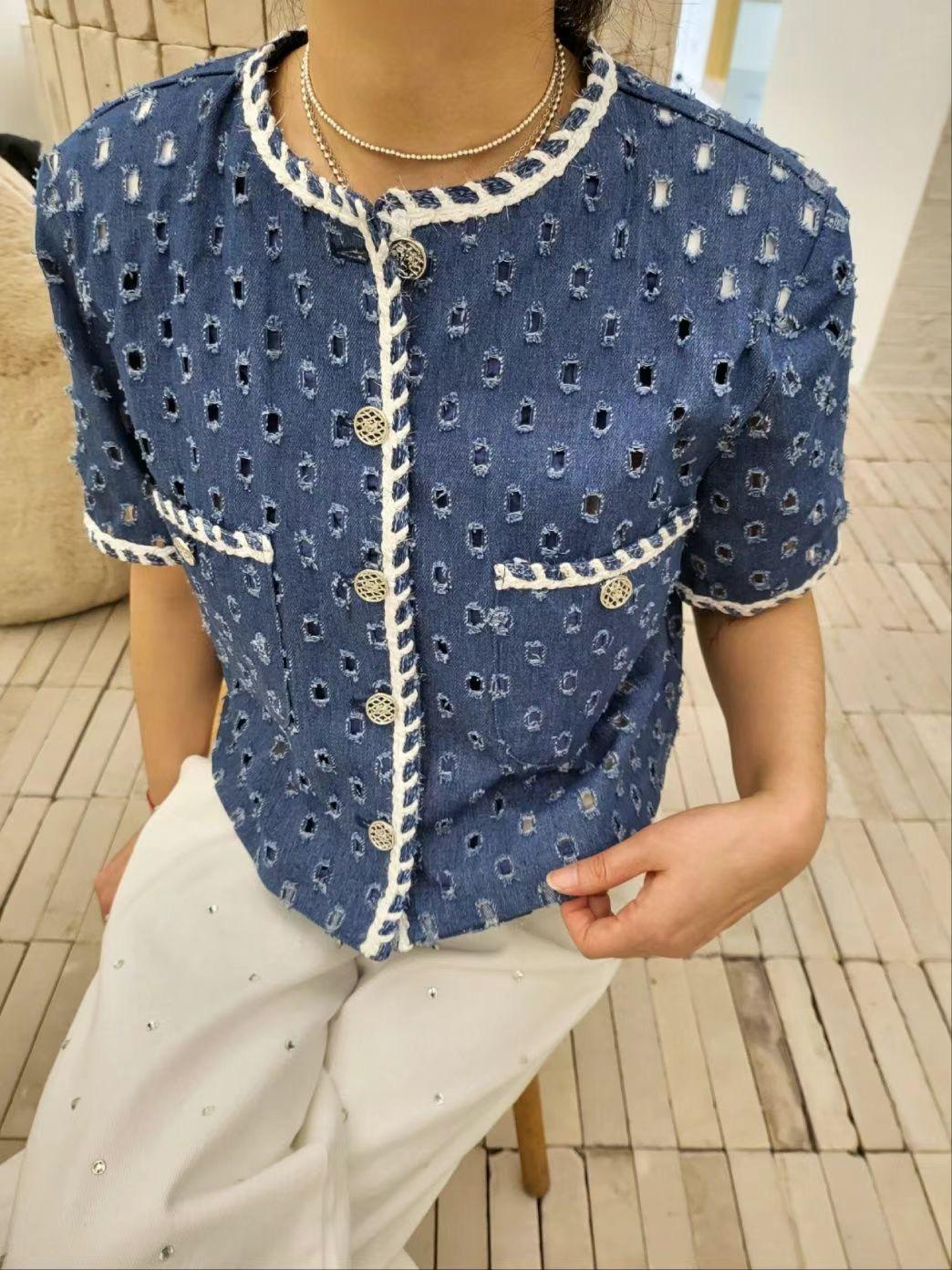 Hollow Out Button-down Top *3 Colors