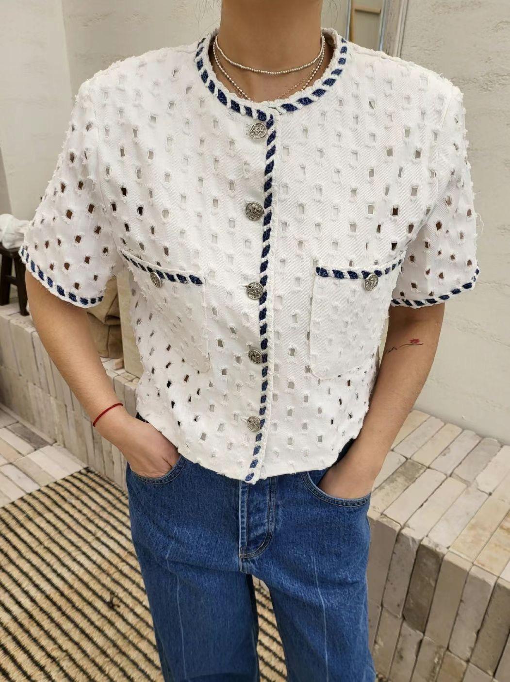 Hollow Out Button-down Top *3 Colors