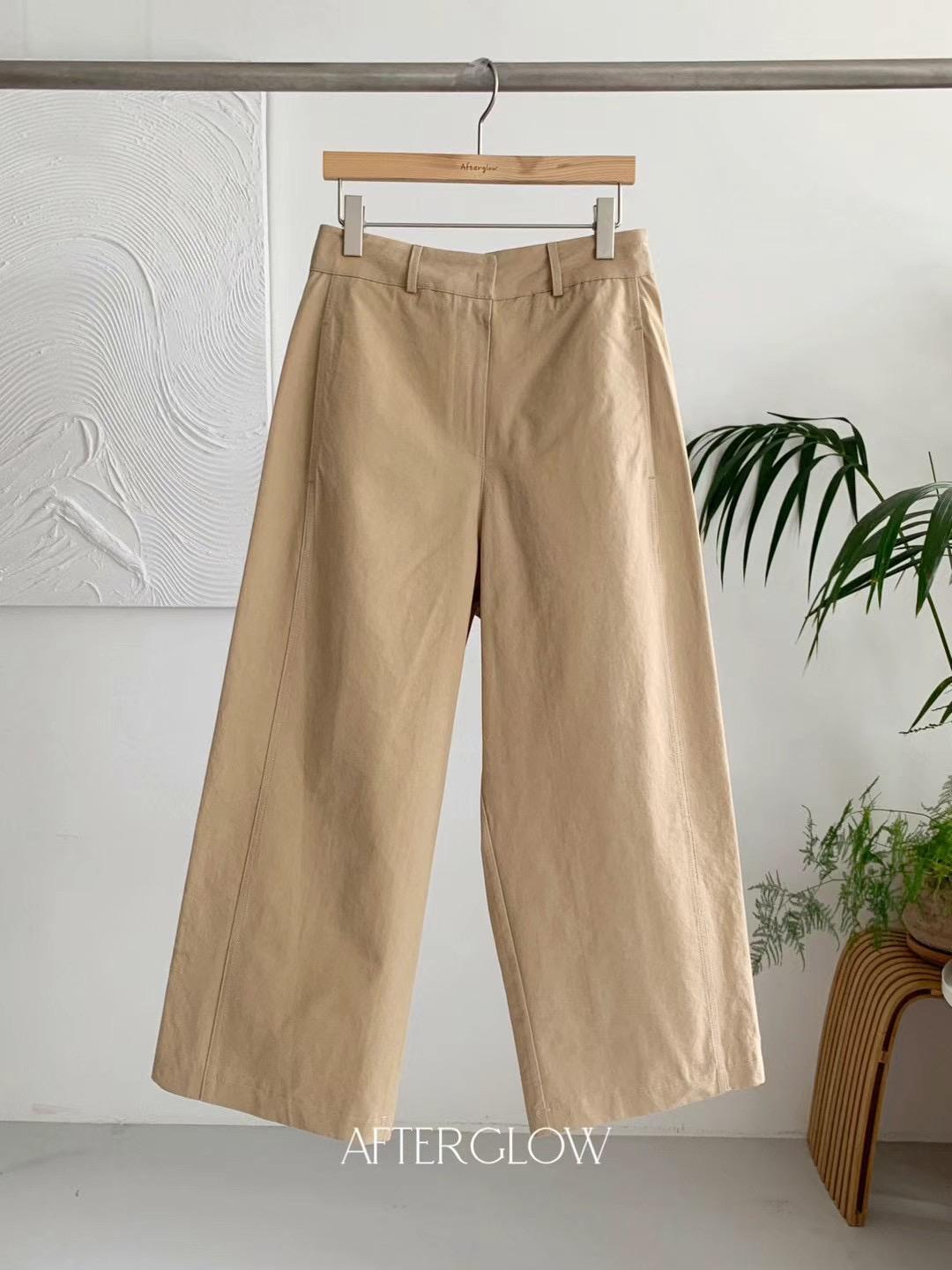 Wide-leg Cotton Capri Pants *4 Colors