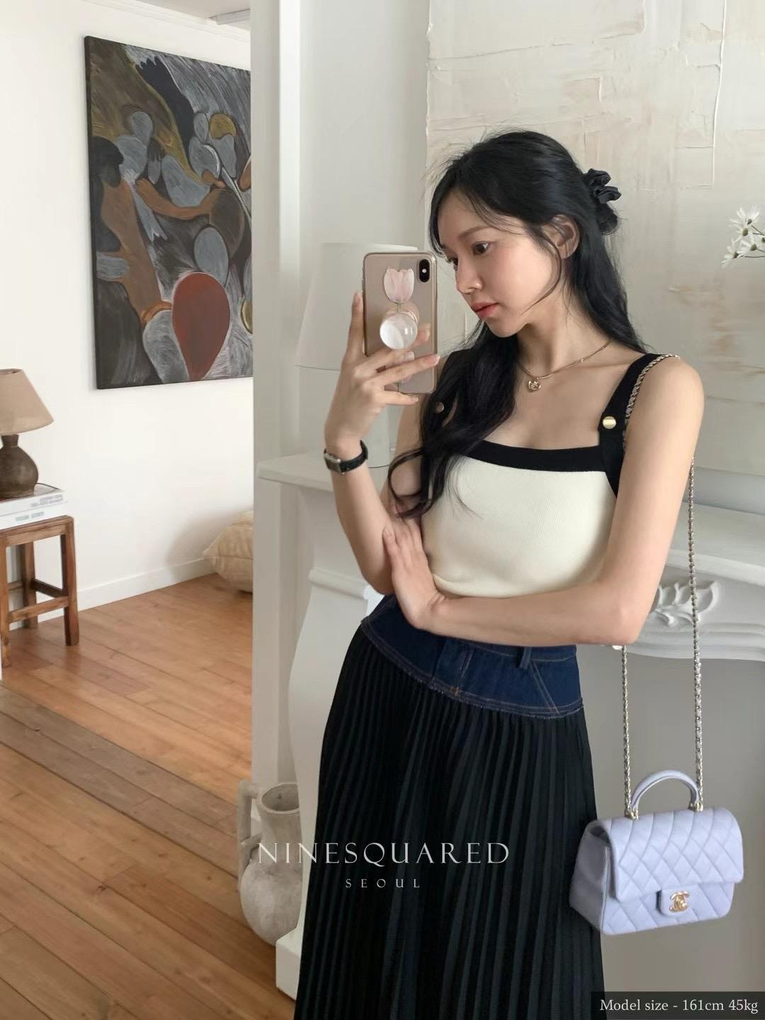 Contrast Knitted Tank Top *2 Colors